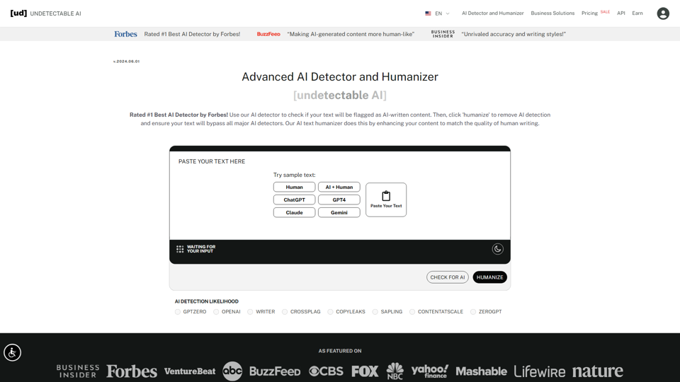 AI Detector, AI Checker, & AI Humanizer | Undetectable AI